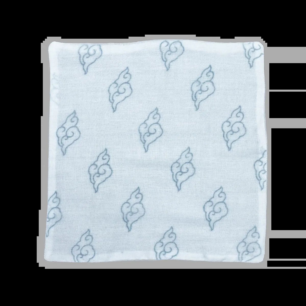 Pale blue washcloth with a hand-blocked Himalayan cloud motif